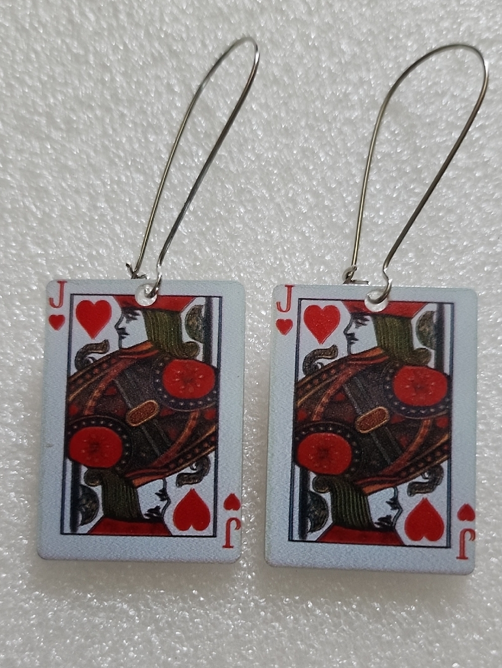 Hand Crafted Red Jack of Hearts Playing Card Earrings
